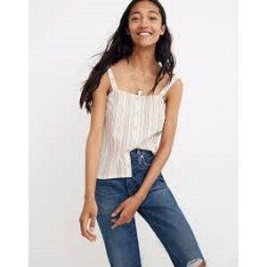 Madewell Button Front Cami Tank Women's size XS Textural Rainbow Stripe l3458